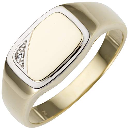 Jobo Herren-Ring aus 14 Karat 585 Gold Bicolor mit Diamant Größe 60 von Jobo