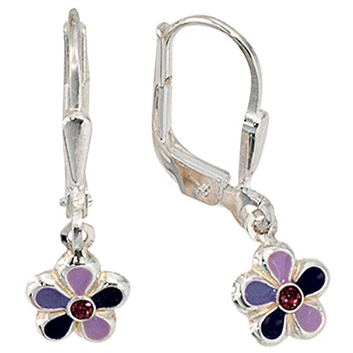 Jobo Kinder-Ohrhänger Blume aus 925 Silber mit lila Glassteinn Jobo Kinder-Ohrhänger Blume aus 925 Silber mit lila Glassteinn von Jobo