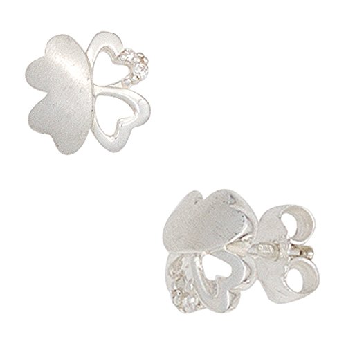 Jobo Kinder-Ohrstecker Kleeblatt aus 925 Sterling Silber mit 4 Zirkonia von Jobo