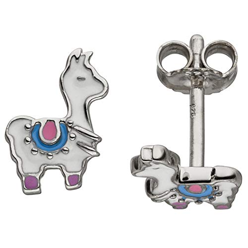 Jobo Kinder Ohrstecker Lama weiß 925 Sterling Silber Ohrringe Kinderohrringe von Jobo