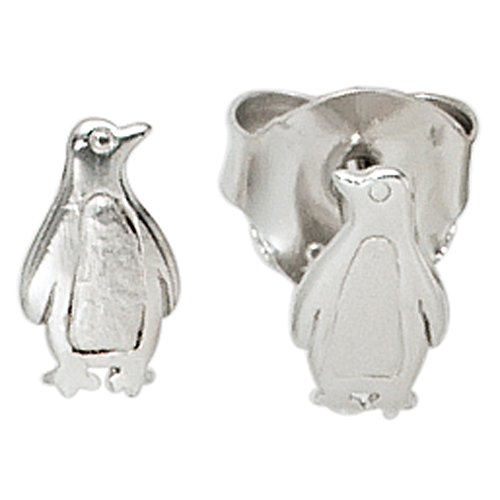 Jobo Kinder Ohrstecker Pinguin 925 Sterling Silber mattiert Ohrringe Kinderohrringe von Jobo