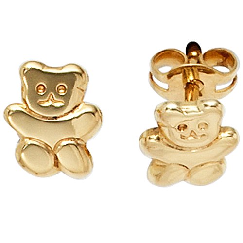 Jobo Kinder Ohrstecker Teddy-Bär 333 Gold Gelbgold Ohrringe Kinderohrringe von Jobo