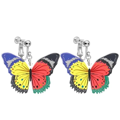 Lustige, niedliche Schmetterlings-Ohrringe für Frauen, leicht, 2D-Design, Acryl, trendiger Schmuck, Boho, seltsamer Regenbogen-Hänger, zum Anklippen, nicht durchbohrt, Blau, Olivgrün Lustige, niedliche Schmetterlings-Ohrringe für Frauen, leicht, 2D-Design, Acryl, trendiger Schmuck, Boho, seltsamer Regenbogen-Hänger, zum Anklippen, nicht durchbohrt, Blau, Olivgrün von Jocao