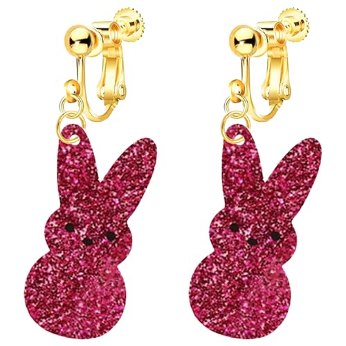 Oster-Ohrringe für Frauen, Schraubverschluss, Clip, nicht durchbohrt, lustiger Acryl-Hasen-Schmuck, funkelndes buntes Kaninchen, Blau, Lila, Grün, Gelb, Rosa, Rot Oster-Ohrringe für Frauen, Schraubverschluss, Clip, nicht durchbohrt, lustiger Acryl-Hasen-Schmuck, funkelndes buntes Kaninchen, Blau, Lila, Grün, Gelb, Rosa, Rot von Jocao