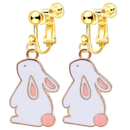 Oster-Ohrringe für Frauen, zum Anklippen, baumelnd, nicht durchbohrt, lustiger Hase, niedlicher Cartoon-Hase, Urlaub, Party, Tierschmuck Oster-Ohrringe für Frauen, zum Anklippen, baumelnd, nicht durchbohrt, lustiger Hase, niedlicher Cartoon-Hase, Urlaub, Party, Tierschmuck von Jocao