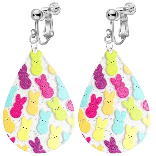 Oster-Ohrringe für Frauen, zum Anklippen, nicht durchbohrt, lustiger Acryl-Hasen-Druck, bunter niedlicher Kaninchen-Schmuck, Urlaubsparty Oster-Ohrringe für Frauen, zum Anklippen, nicht durchbohrt, lustiger Acryl-Hasen-Druck, bunter niedlicher Kaninchen-Schmuck, Urlaubsparty von Jocao