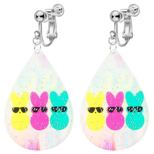 Oster-Ohrringe für Frauen, zum Anklippen, nicht durchbohrt, lustiger Acryl-Hasen-Druck, bunter niedlicher Kaninchen-Schmuck, Urlaubsparty Oster-Ohrringe für Frauen, zum Anklippen, nicht durchbohrt, lustiger Acryl-Hasen-Druck, bunter niedlicher Kaninchen-Schmuck, Urlaubsparty von Jocao
