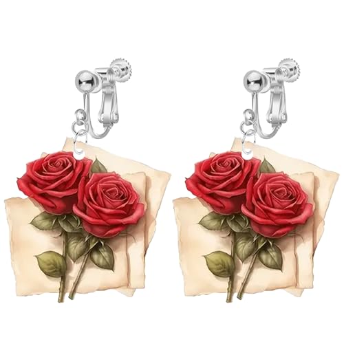 Valentinstags-Acryl-Ohrclips für Frauen, nicht durchbohrt, Herzballon, romantisches Rotweinglas, rosa Rose, niedlicher Liebesumschlag, Weihnachtsmützenmuster, leichter Tropfenschmuck Valentinstags-Acryl-Ohrclips für Frauen, nicht durchbohrt, Herzballon, romantisches Rotweinglas, rosa Rose, niedlicher Liebesumschlag, Weihnachtsmützenmuster, leichter Tropfenschmuck von Jocao
