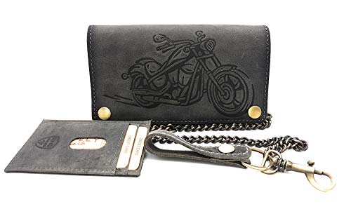 Jockey Club Biker Geldbörse mit Kette und herausnehmbaren Kreditkartenetui echt Leder Portemonnaie Motorrad mit RFID Schutz von Jockey Club