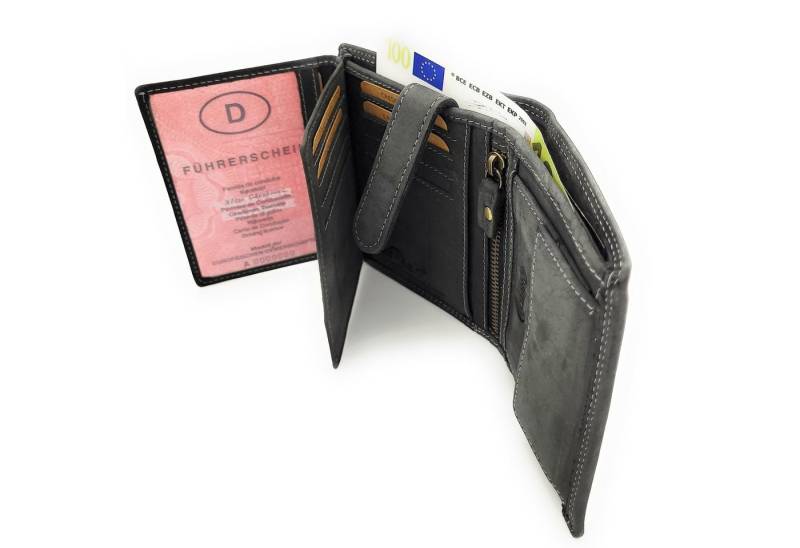 JOCKEY CLUB Geldbörse echt Leder Portemonnaie mit RFID Schutz "Hagen", robustes Hunterleder, Top Ausstattung, Innenriegel von JOCKEY CLUB