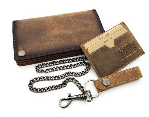 Jockey Club echt Leder Biker Geldbörse mit Kette und herausnehmbaren Kreditkartenetui Portemonnaie mit RFID Schutz von Jockey Club