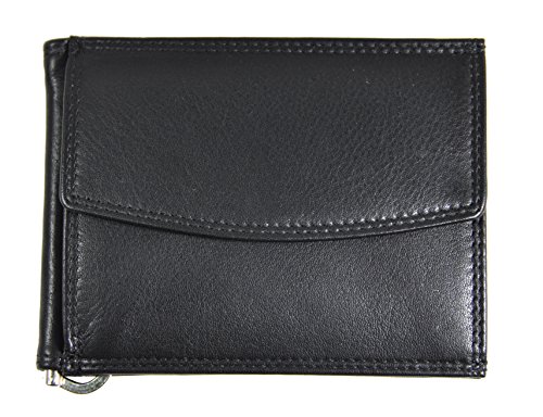 Jockey Club echt Leder Dollar Clip Geldklammer Geldbörse mit Münzfach Kreditkartenetui mit RFID Schutz Nappaleder schwarz von Jockey Club