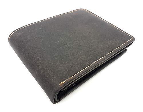 Jockey Club rustikale Vintage Geldbörse naturbelassenes Vollrind-Leder Portemonnaie Toro Dunkelbraun mit RFID Schutz von Jockey Club