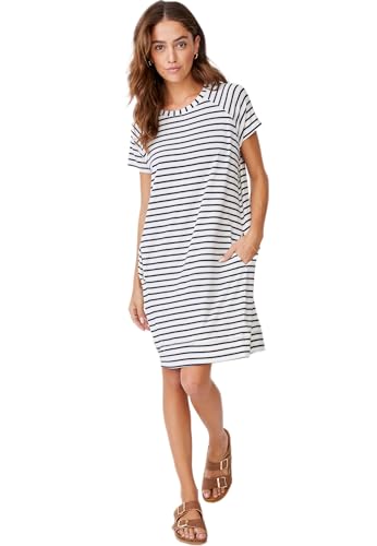 Jockey® Damen Supersoft Short Sleeve Lounge Dress, Coconut Milk Stripe, L von Jockey