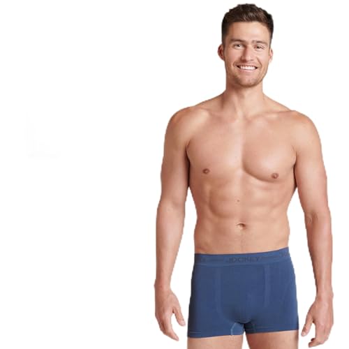 Jockey Everday Seamfree Trunk – Boxershorts Herren im 3er Pack, Unterhose ohne Eingriff, atmungsaktive Unterwäsche ohne Naht, kühlende Viskose, 3er Set, in Blau von Jockey