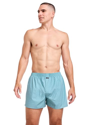 Jockey® Herren Everyday Check Woven Boxer, Rain Stripe Teal, M von Jockey
