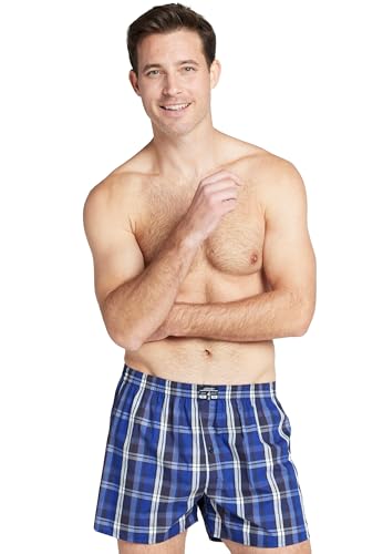 Jockey® Herren Everyday Striped Boxer Woven - 2 Pack, Navy Check, 3XL von Jockey
