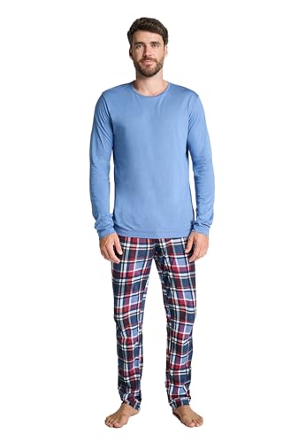 Jockey® Herren Night and Day Long Pyjama, Blue Check, M von Jockey