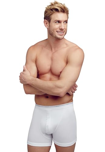 Jockey Boxer Trunk - Boxershorts Herren im 2er Pack, Unterhosen mit Eingriff und Knöpfen, Unterwäsche aus 100% Baumwolle, Herren Unterhosen aus Feinripp-Material, 2er Set, in Weiß von Jockey