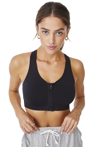 Jockey® Seamfree® Mid Impact Zip Front Sports Bra, Black, L/40 von Jockey