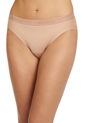 Jockey Worry Free Microfiber Moderate Absorbency Bikini - Microfaser Bikini Damenunterwäsche, angenehmer, Beige von Jockey