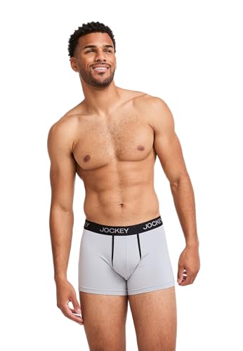 Jockey Chafe Proof Pouch Trunks - Boxershorts Herren im 2er Pack, Unterhosen mit ergonomisch geformter Tasche, atmungsaktive Männer Unterwäsche ohne Eingriff - Doppelpack, in Silber Jockey Chafe Proof Pouch Trunks - Boxershorts Herren im 2er Pack, Unterhosen mit ergonomisch geformter Tasche, atmungsaktive Männer Unterwäsche ohne Eingriff - Doppelpack, in Silber von Jockey