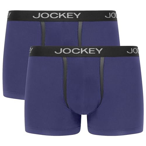 Jockey Chafe Proof Pouch Trunks - Boxershorts Herren im 2er Pack, Unterhosen mit ergonomisch geformter Tasche, atmungsaktive Trenn-Unterwäsche ohne Eingriff, Anti-Reibungs-Hose, 2er Set, in Blau Jockey Chafe Proof Pouch Trunks - Boxershorts Herren im 2er Pack, Unterhosen mit ergonomisch geformter Tasche, atmungsaktive Trenn-Unterwäsche ohne Eingriff, Anti-Reibungs-Hose, 2er Set, in Blau von Jockey