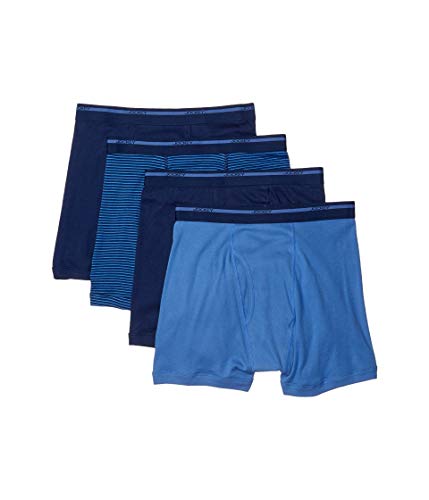 Jockey Classic Staynew Bonus Pack Full-Rise Boxer Brief (3-Pack + 1 Free) Just Past Midnight/Suitable Stripe Blue/Forget Me Not/Just Past XL (Waist 40-42") von Jockey