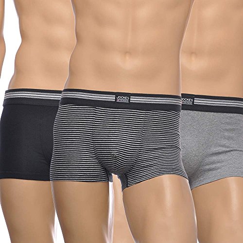 Jockey Cotton Stretch Short Trunk 3Pack, Black Stripe, M von Jockey