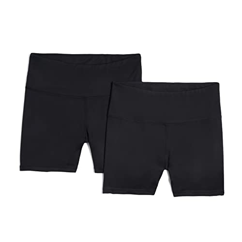 Jockey Damen 2er-Pack leistungsstarke Fahrrad hoher Taille Lässige Shorts, Tiefschwarz/Tiefschwarz, L von Jockey