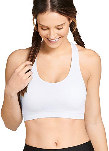 Jockey Damen BH Mid Impact Abnehmbare Cup Nahtloser Sport-BH, Reines Weiß, Large von Jockey