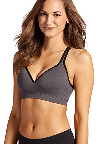 Jockey Damen Active Mid Impact Molded Cup Nahtloser Sport-BH, Undurchsichtige, Eisengrau, X-Large von Jockey