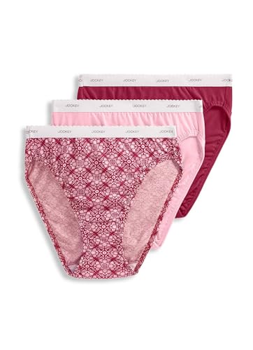 Jockey Damen-Unterwäsche, Übergröße, klassischer französischer Schnitt, 3er-Pack, Red Pear/Fawning Geo/Pink Harmony, 7 von Jockey