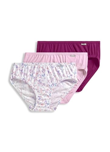 Jockey Damen Unterwäsche Übergröße Elance Bikini - 3er Pack, Chalky Pink/Purple Meadow/Majestic Berry, 7 von Jockey