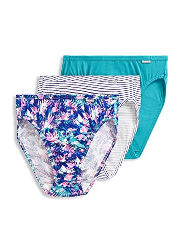 Jockey Damen Unterwäsche Übergröße Elance French Cut - 3er Pack, Weichster Blaugrün/Belvedere Violet Stripe/Tropical Burst, 6 von Jockey