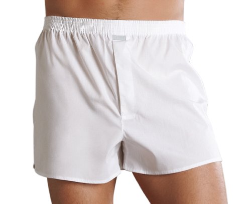 Jockey Everyday Woven Boxer Short - Baumwoll Boxershorts Herren, Unterhose mit Eingriff und Knopfverschluss, atmungsaktive Unterwäsche für Männer mit Seitenschlitzen, in Weiß von Jockey