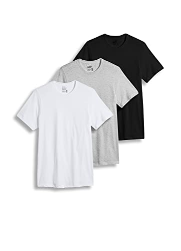 Jockey Herren T-Shirts Baumwolle Stretch Rundhals T-Shirt - 3er Pack, Weiß/Grau Heather/Schwarz, Groß von Jockey