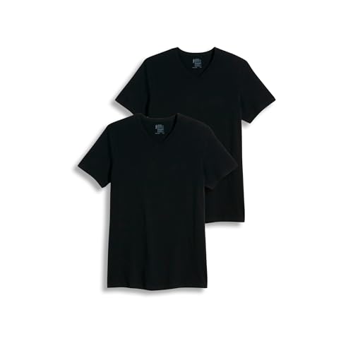 Jockey Herren T-Shirts Slim Fit Baumwolle Stretch V-Ausschnitt T-Shirt – 2er Pack - Schwarz - Medium von Jockey