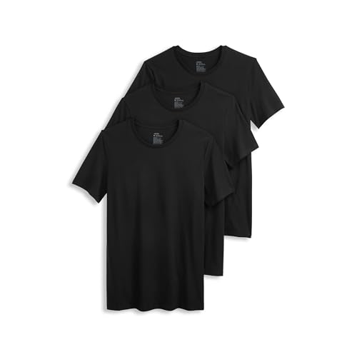 Jockey Herren Unterhemd Baumwolle Stretch Rundhals Unterhemd - 3er Pack, Schwarz, Mittel von Jockey
