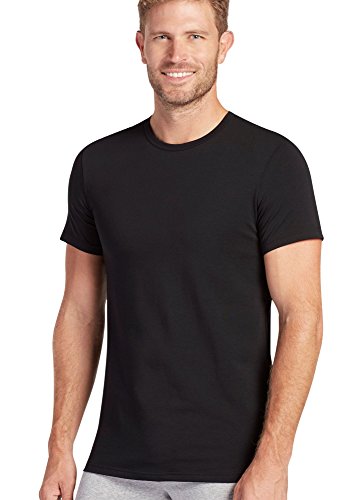 Jockey Herren Unterhemd Slim Fit Baumwolle Stretch Rundhals T-Shirt - 2er Pack, Schwarz, L von Jockey