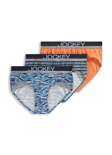 Jockey Herren-Unterwäsche, lässig, Baumwolle, Stretch, 3er-Pack, Blue Current/Bonfire/Chambray Stripe, XX-Large Groß Jockey Herren-Unterwäsche, lässig, Baumwolle, Stretch, 3er-Pack, Blue Current/Bonfire/Chambray Stripe, XX-Large Groß von Jockey