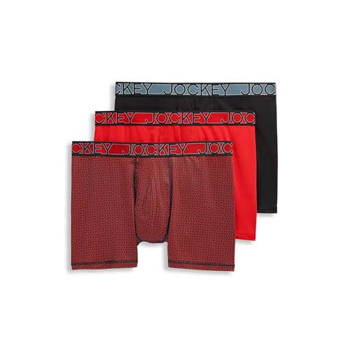 Jockey Herren Unterwäsche Active Mikrofaser 12,7 cm Boxershorts - 3er-Pack, Schwarz/Timescape Geo/Racing Red, X-Large Jockey Herren Unterwäsche Active Mikrofaser 12,7 cm Boxershorts - 3er-Pack, Schwarz/Timescape Geo/Racing Red, X-Large von Jockey