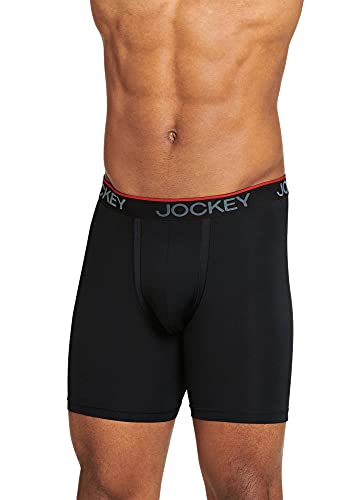 Jockey Herren Unterwäsche scheuerfeste Tasche Mikrofaser 12,7 cm Boxershorts, schwarz, Medium von Jockey