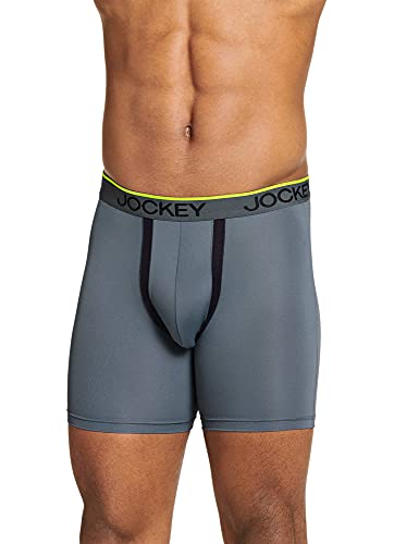 Jockey Herren Unterwäsche scheuerfeste Tasche Mikrofaser 12,7 cm Boxershorts, stahlgrau, Large von Jockey