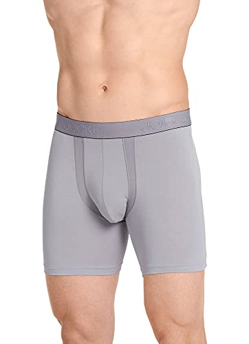 Jockey Herren Unterwäsche scheuerfester Beutel Baumwolle Stretch 12,7 cm Boxershorts, Grau (Mid Grey), Large von Jockey