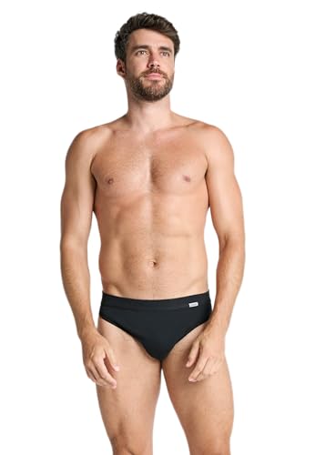 Jockey Luxury Cotton Brief – atmungsaktiver Herren-Slip, Unterwäsche aus 100% gasierter Baumwolle, Unterhose ohne Eingriff, Herrenunterwäsche in, in Schwarz von Jockey