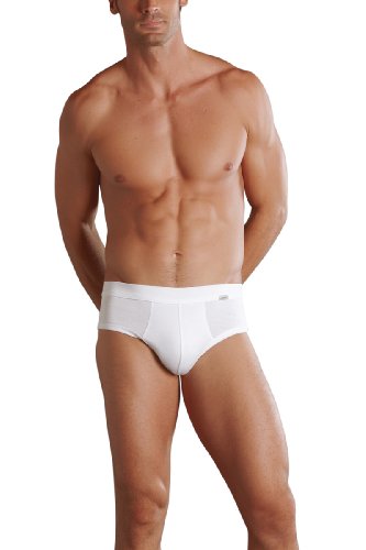 Jockey Luxury Cotton High Rise Brief – weicher Herren Slip mit hoher Leibhöhe, Unterwäsche aus 100% gasierter Baumwolle, Unterhose ohne Eingriff, in Weiß von Jockey