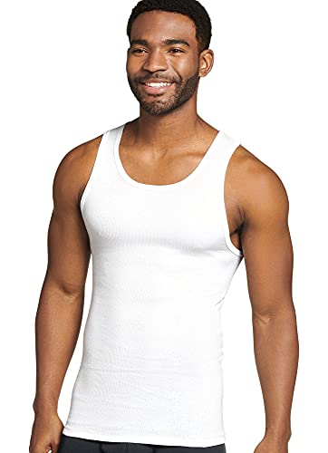 Jockey Men's Undershirt 100% Cotton Big Man A-Shirt Tank - 3 Pack, White, 5/XL von Jockey