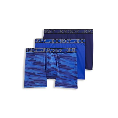 Jockey Men's Underwear Active Microfiber Eco 5" Boxer Brief - 3 Pack, Majestic Blue/Oceanic Camo/Brilliant Blue, M Jockey Men's Underwear Active Microfiber Eco 5" Boxer Brief - 3 Pack, Majestic Blue/Oceanic Camo/Brilliant Blue, M von Jockey