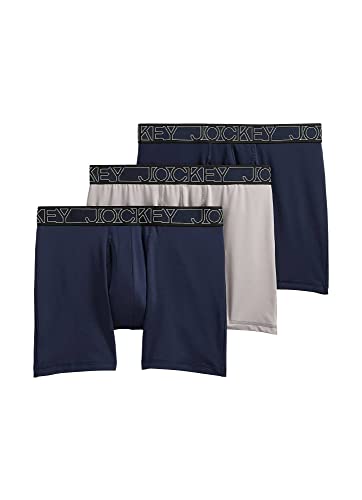 Jockey Men's Underwear Active Microfiber Eco 5" Boxer Brief - 3 Pack, Navy/Quartz/Navy, L von Jockey